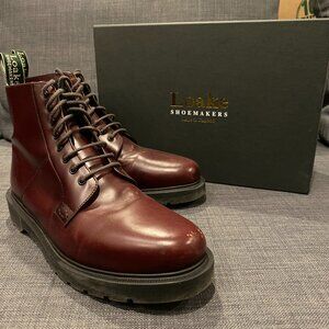 Loake Niro Burgundy Lace-Up Derby Boots Mens US 9 UK 8 Made in England